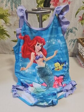 Disney Swimsiit Girls Blue Pink Red  Ruffed Edges Size 5T